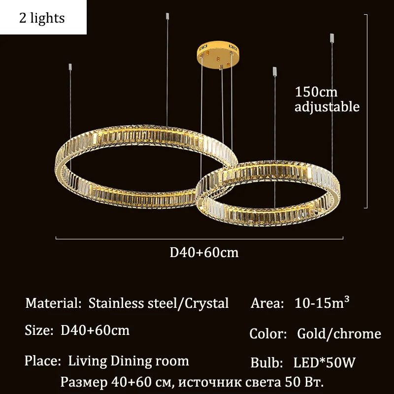 Elegant Crystal Ring Chandelier - Modern Dining Room Lighting