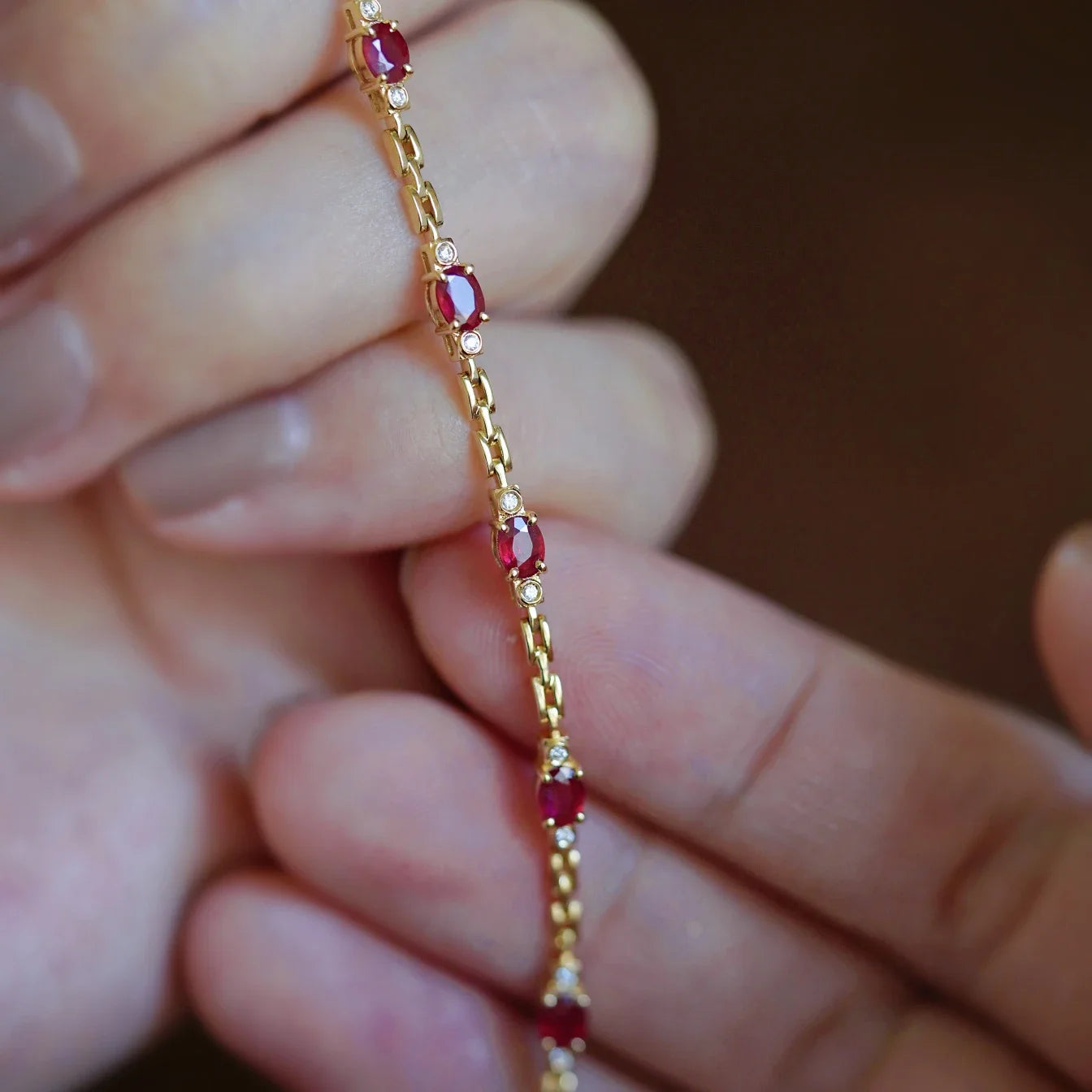 Elegant Ruby Diamond Bracelet - Gold-Tone Charm Jewelry