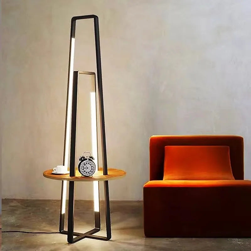 Elegant Art Desk Floor Lamp with Integrated Rack