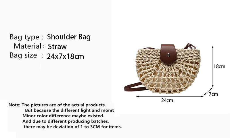 Elegant Straw Semicircle Bag - Chic Summer Crossbody