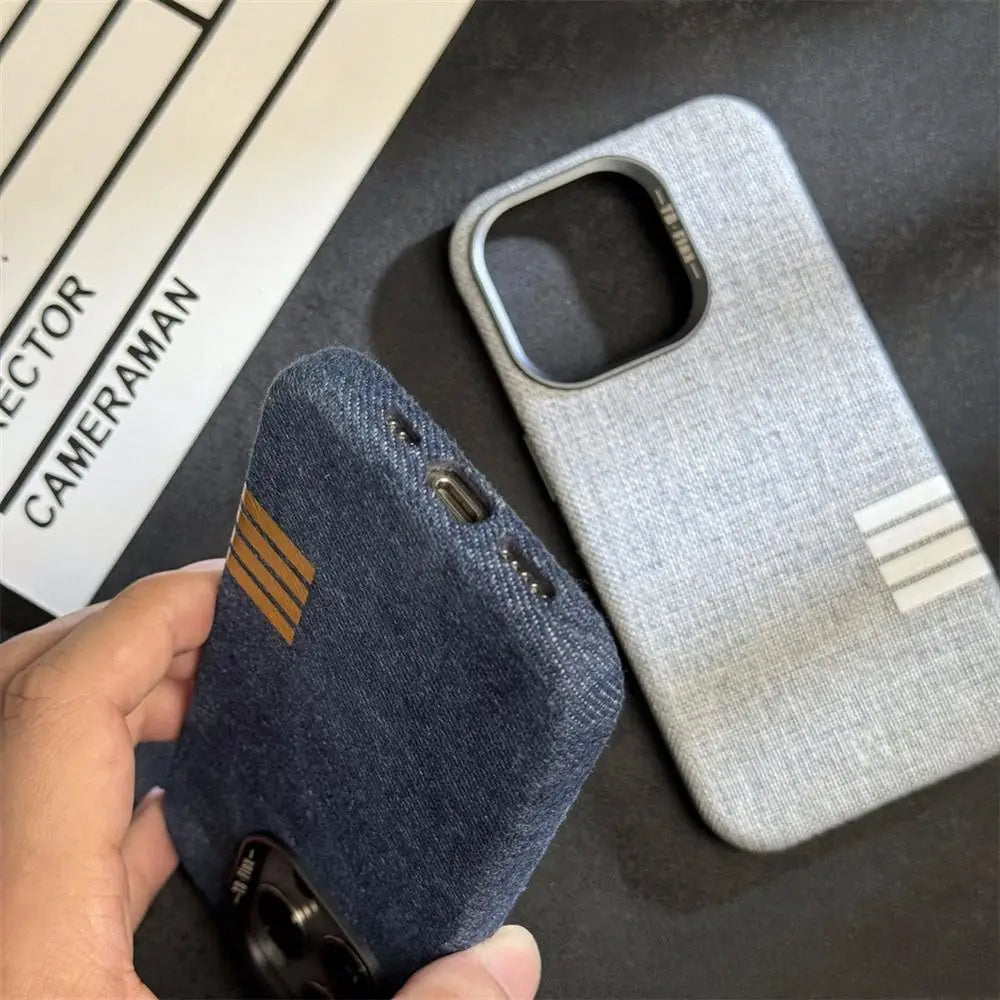 Premium Linen Magnetic Phone Case for iPhone - Retro Style Protection