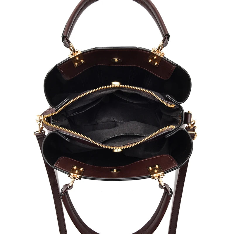 Elegant Leather Tote Bag - Premium Big Capacity
