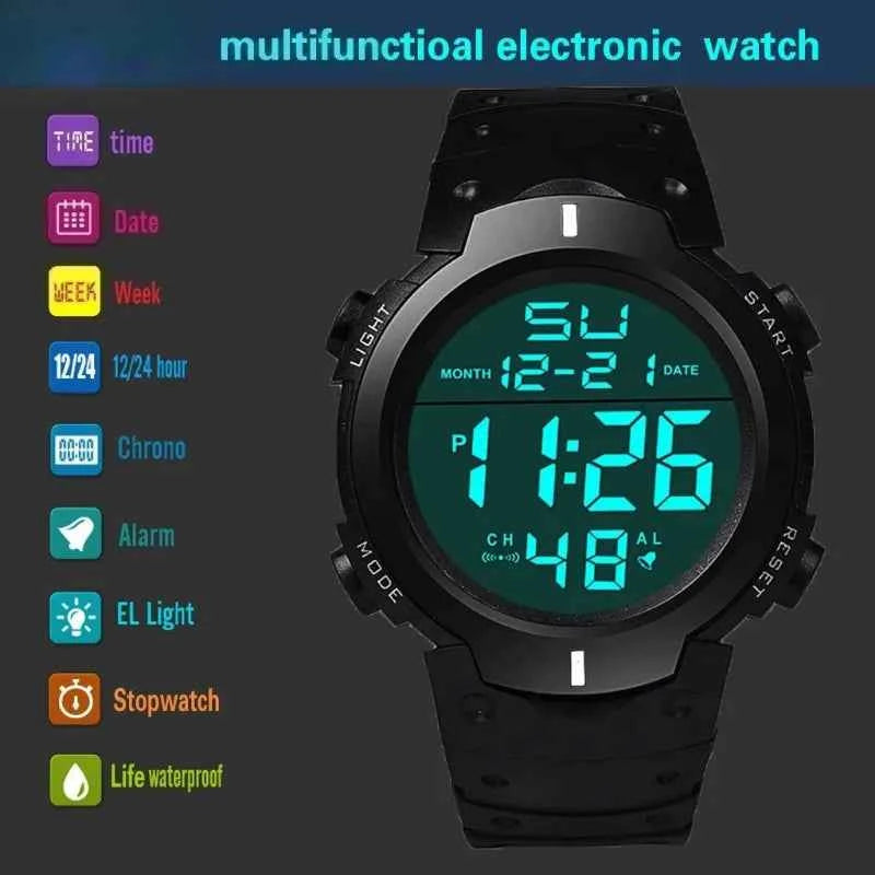 Premium Men's Digital Sports Watch - Multi-Functional Fitness Timer
