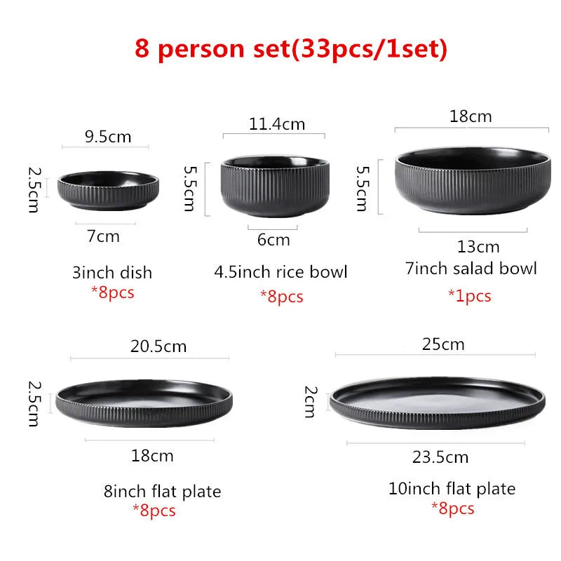 Premium Ceramic Dinnerware Set - Matte Glazed Japanese Style