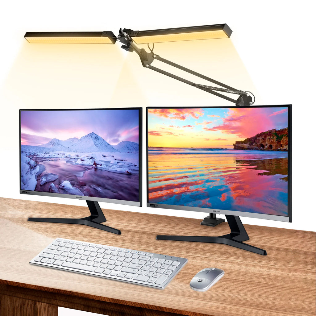 Premium LED Desk Lamp with Clamp - Auto Dimming & Bright