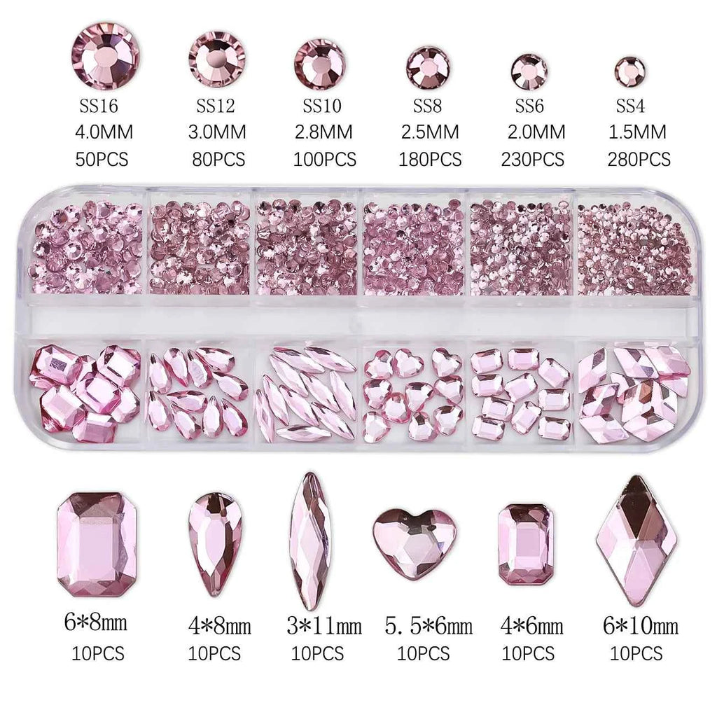 Luxury Pink Nail Rhinestones - Crystal Glitter Charms & Gems