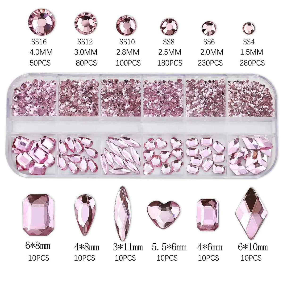 Luxury Pink Nail Rhinestones - Crystal Glitter Charms & Gems