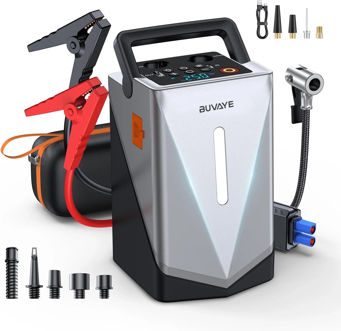 Portable Jump Starter with Air Compressor - 2500A Power Bank