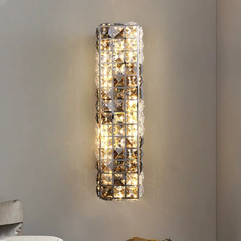 Elegant Crystal Wall Lamp - Dimmable Eye Care Lighting