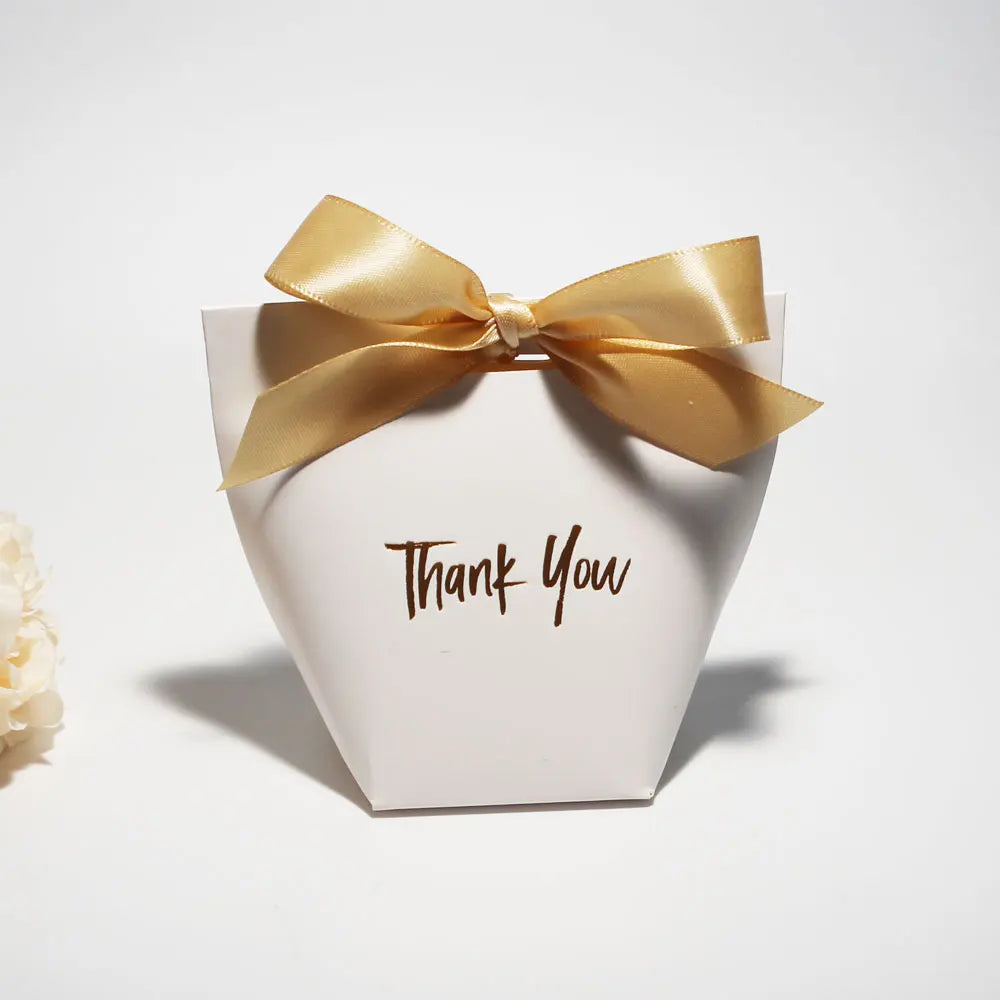 Elegant Chic Candy Gift Boxes - Gold 'Thank You' Ribbon