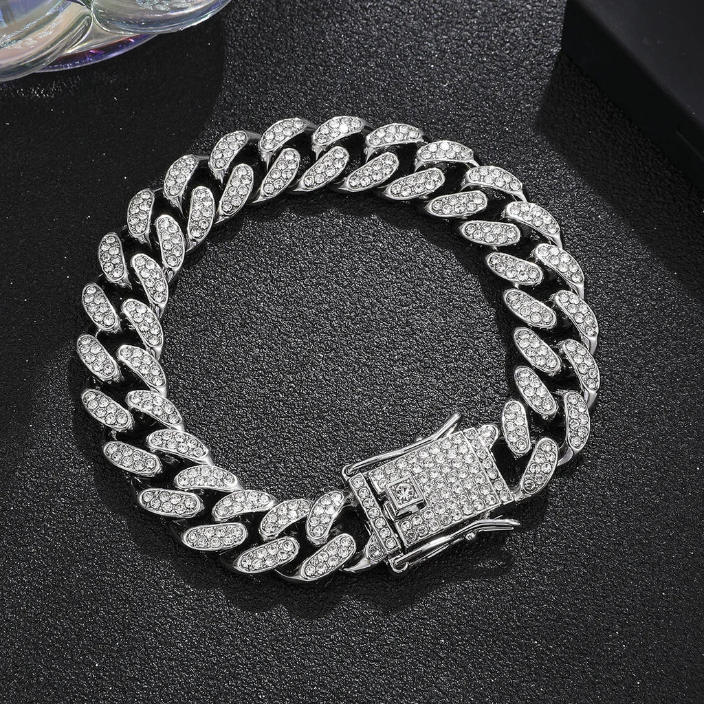 Premium Men's Cuban Link Bracelet - Iced Out Crystal Bling
