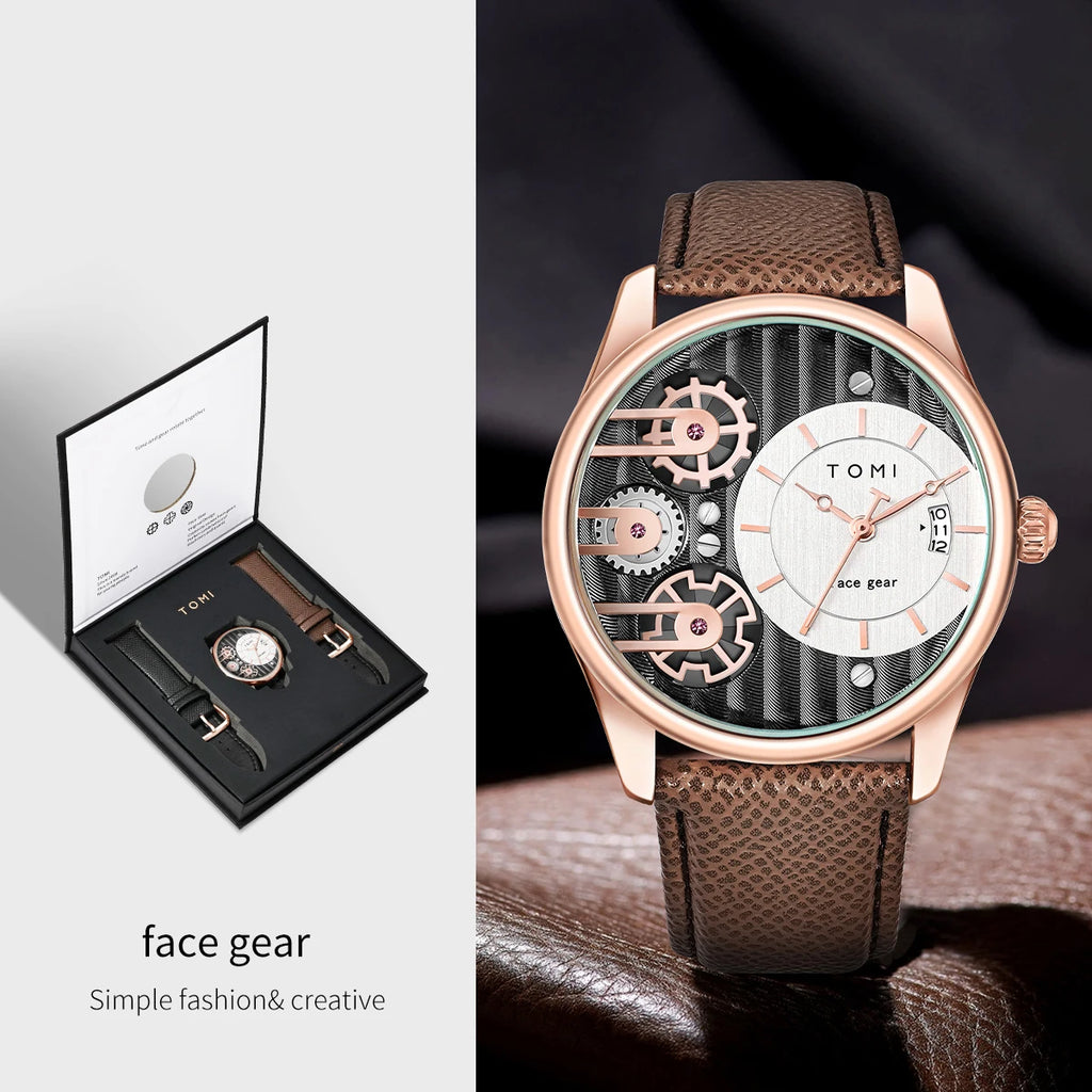Luxury Business Mens Quartz Watch with Detachable Straps