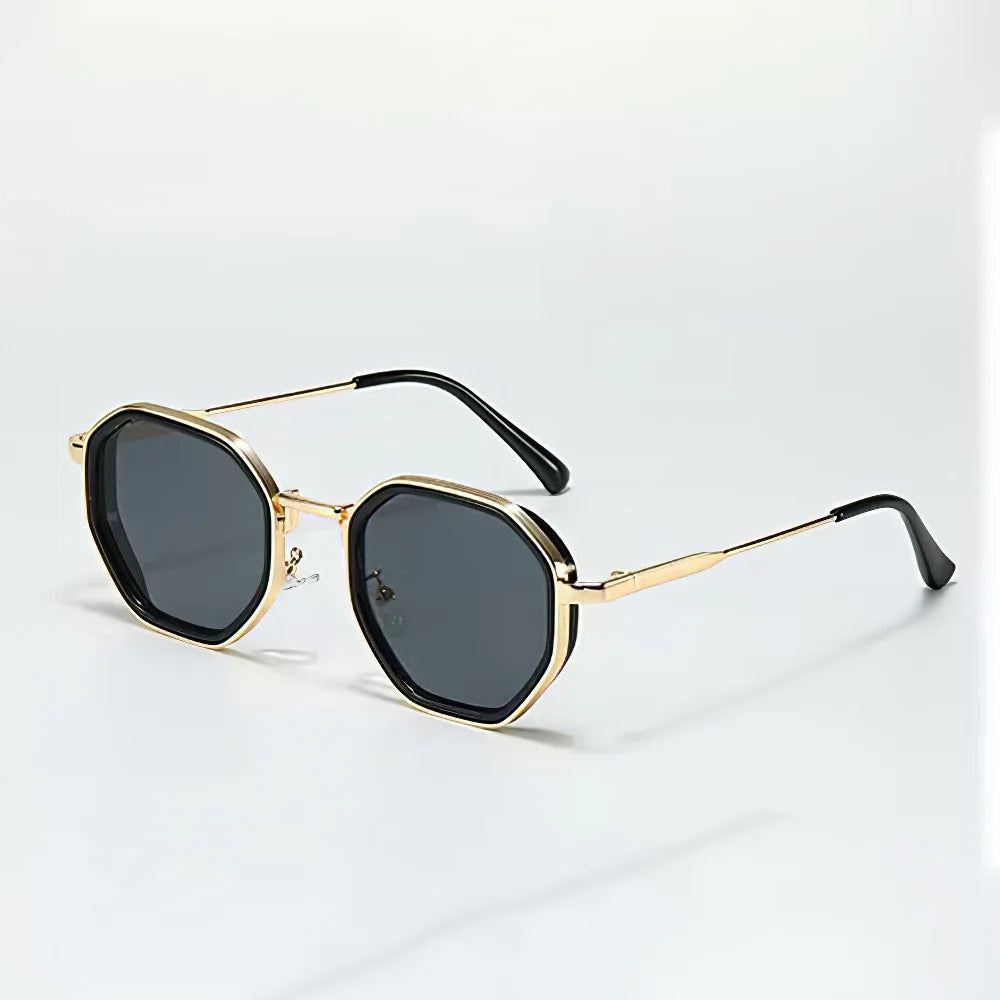 Modern Vintage Sunglasses for Women - Octagonal Golden Edging