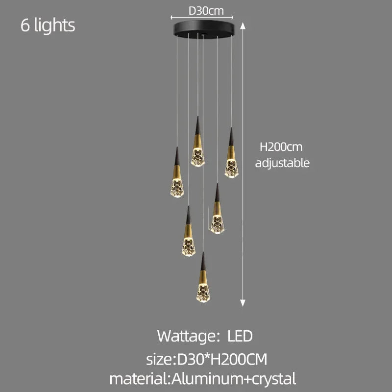 Luxury Spiral Crystal Chandelier - Modern LED Staircase Lighting