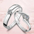 Elegant 925 sterling silver couple rings with zircon stones