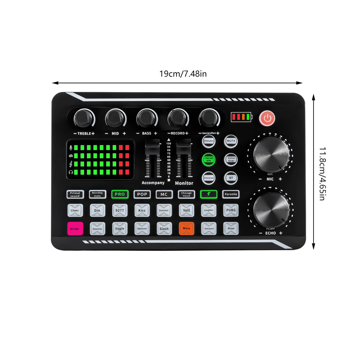 Professional Sound Effects Board - Bluetooth Audio Mixer & LED Lights