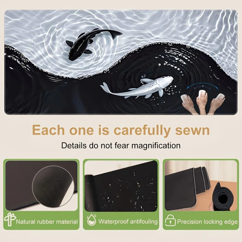 Premium Tai Chi Koi Mouse Pad - Non-Slip & Waterproof