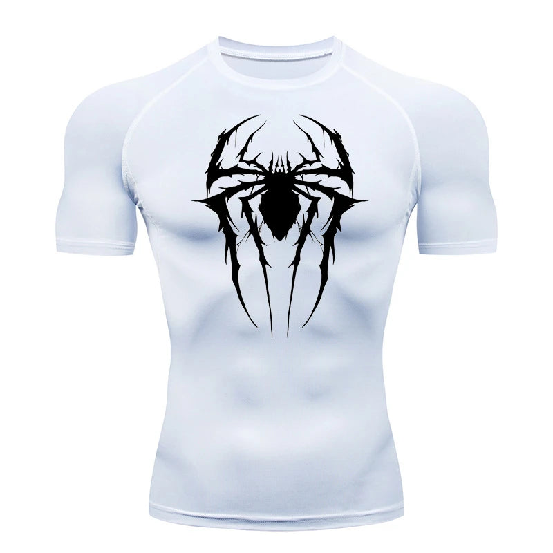 Premium Men's Spider Graphic Compression Shirt - Quick Dry Rash Guard