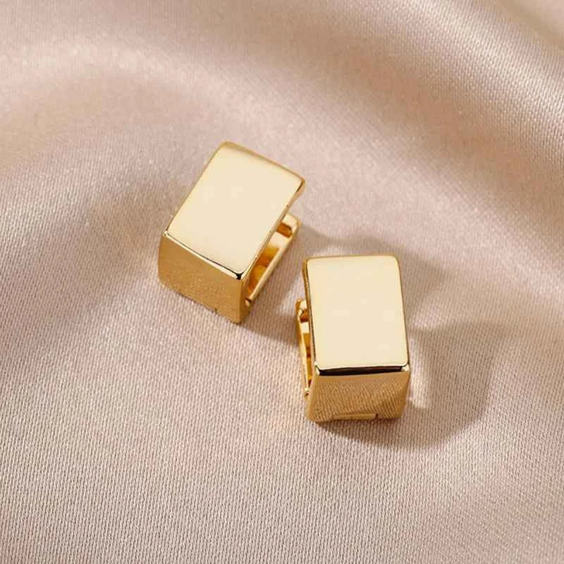 Elegant Geometric Square Hoop Earrings in Stainless Steel