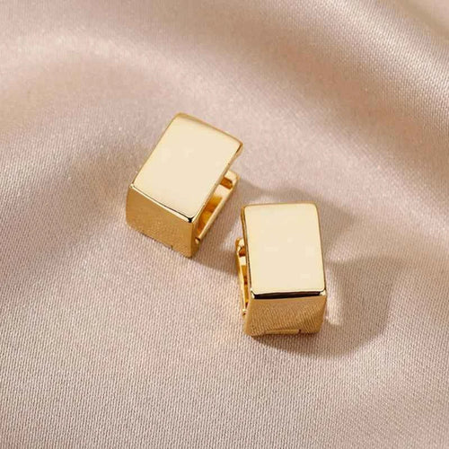 Elegant Geometric Square Hoop Earrings in Stainless Steel