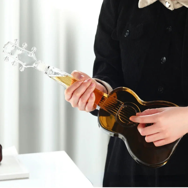 Premium Glass Guitar Decanter - Elegant Wine Aerator Set