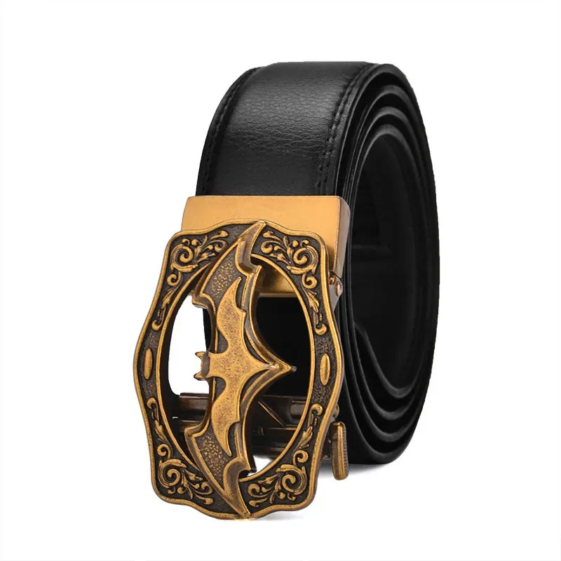 Vintage Men's Automatic Buckle Belt - Genuine Leather Plus Size