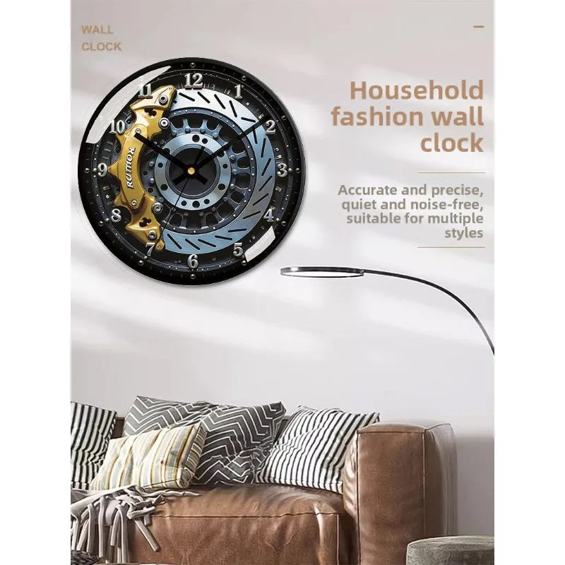 Elegant Silent Gear Wall Clock - No-Punch Quartz Movement