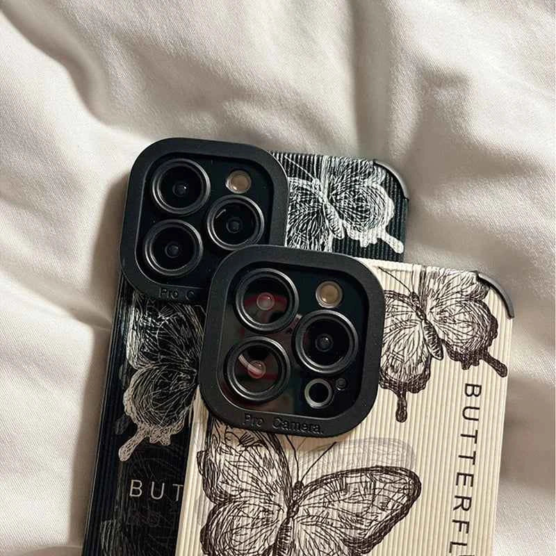 Retro Butterfly Phone Case - Slim Silicone Cover