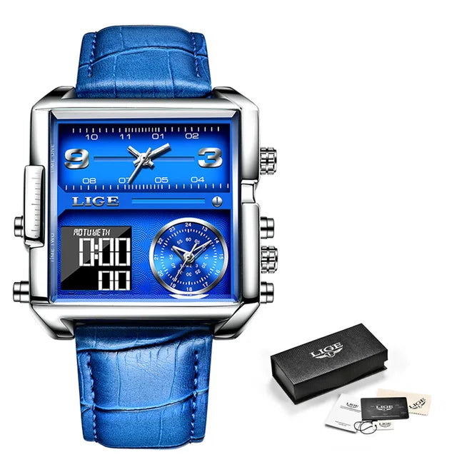 Premium Men's Sports Quartz Watch - Dual Display & Waterproof