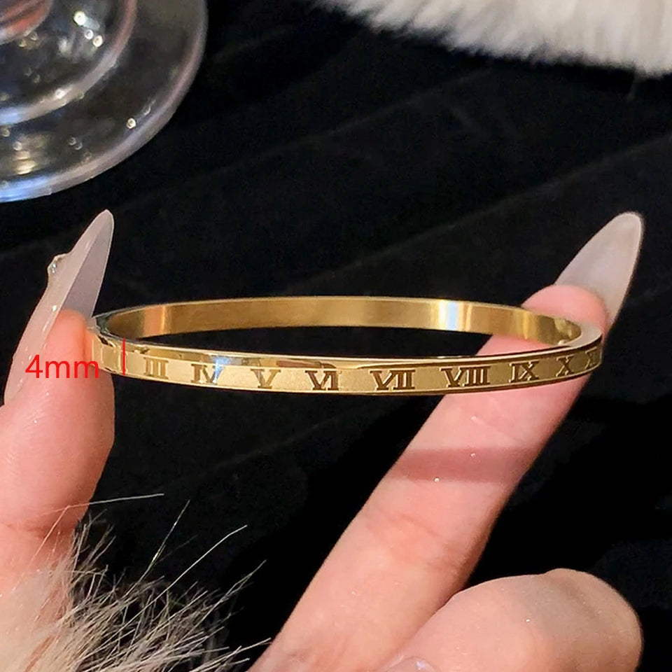 Elegant Stackable Bangles - Sparkling Zirconia Stainless Steel Set