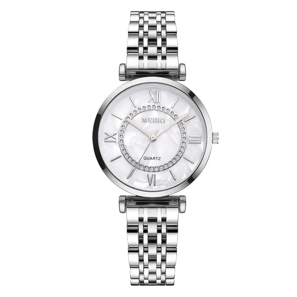Elegant Diamond Bracelet Watch - Quartz Movement for Women