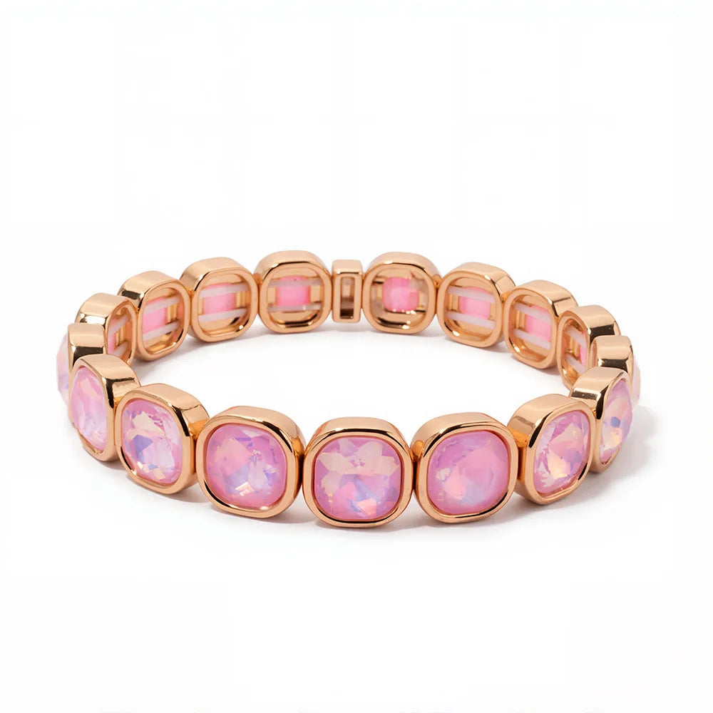 Elegant Enamel Charm Bracelet - High-End Square Alloy Bead Design