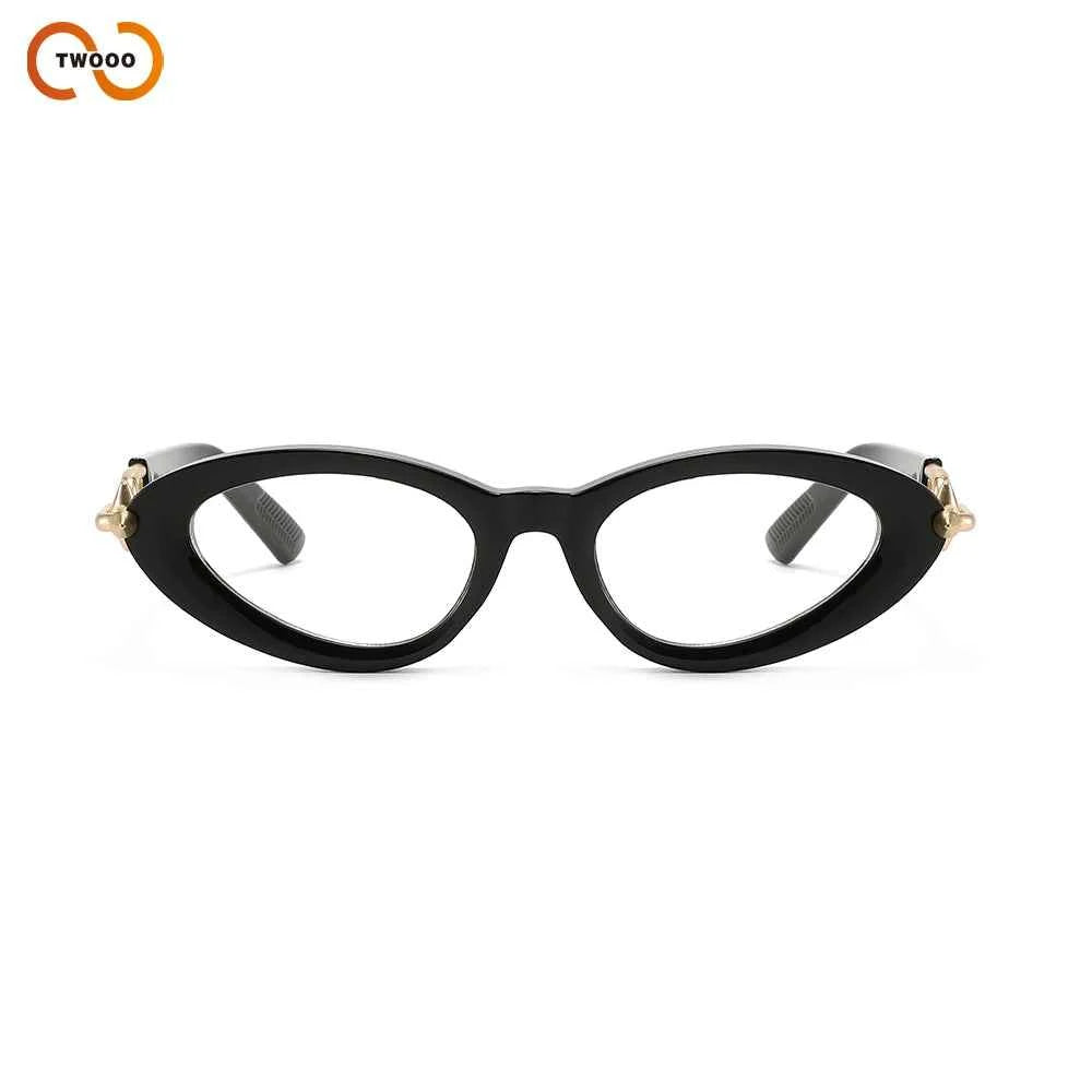 Y2K Cat Eye Blue Light Glasses - Gold Chain Decor