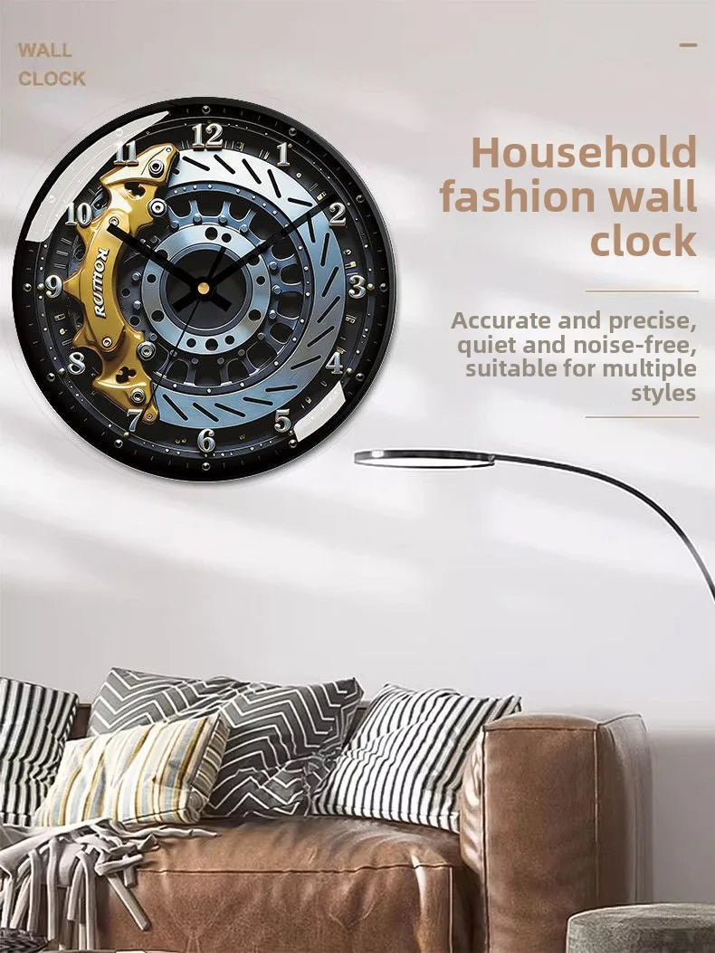 Elegant Silent Gear Wall Clock - No-Punch Quartz Movement