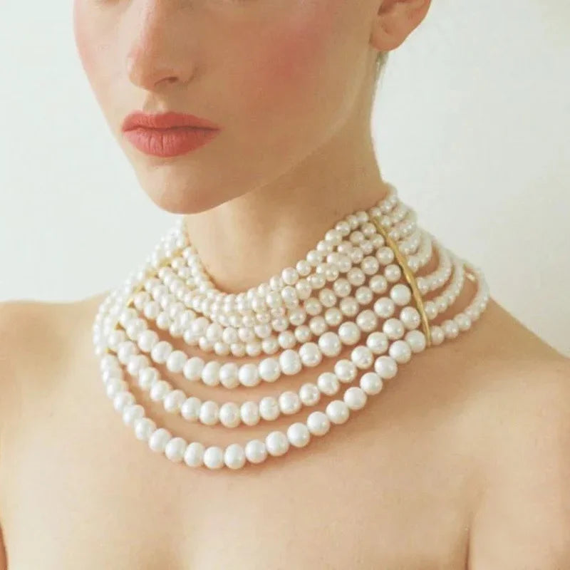 Luxury Layered Baroque Pearls Necklace - Vintage Choker