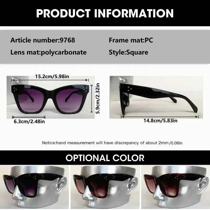 Luxury Rectangle Sunglasses - Gradient Lens & Rivet Details
