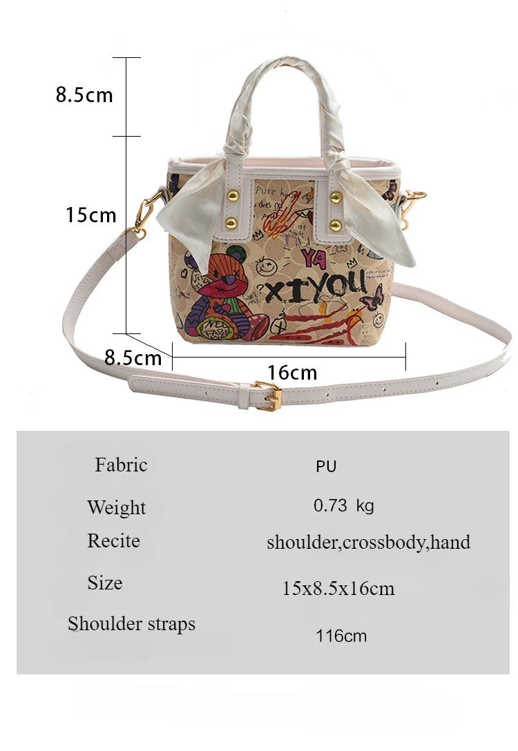 Elegant Artistic Crossbody Bag - Graffiti Design