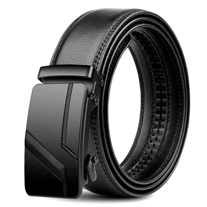 Luxury Plus Size Mens Belt - Black PU Leather Automatic Buckle