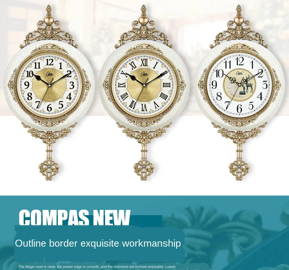 Elegant Retro Wall Clock - Mute Pendulum Design