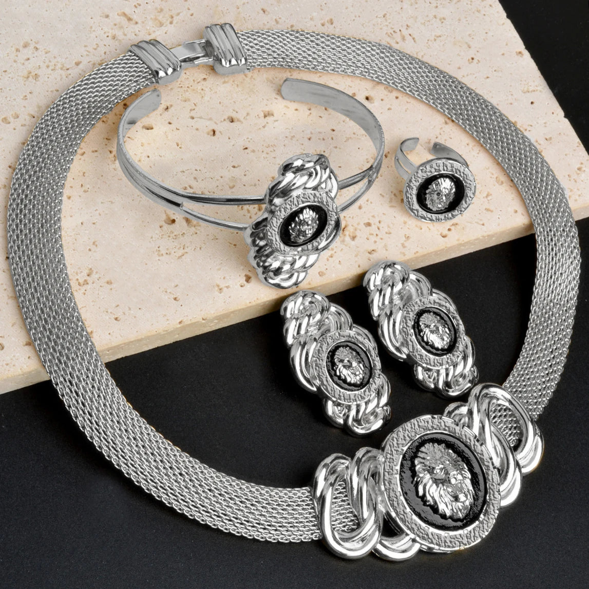 Premium Dubai Gold Plated Jewelry Set - Lion Design