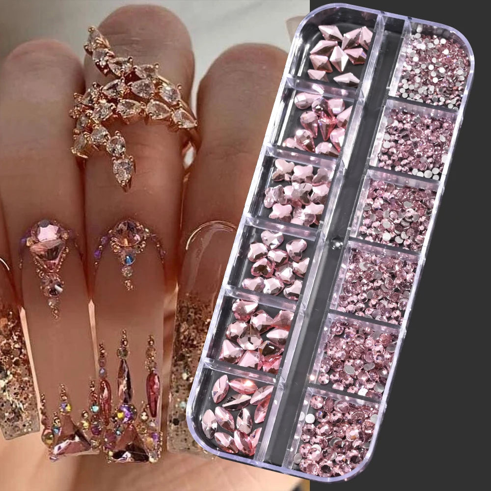 Luxury Crystal Chain Nail Charms - Rhinestone Diamond Art