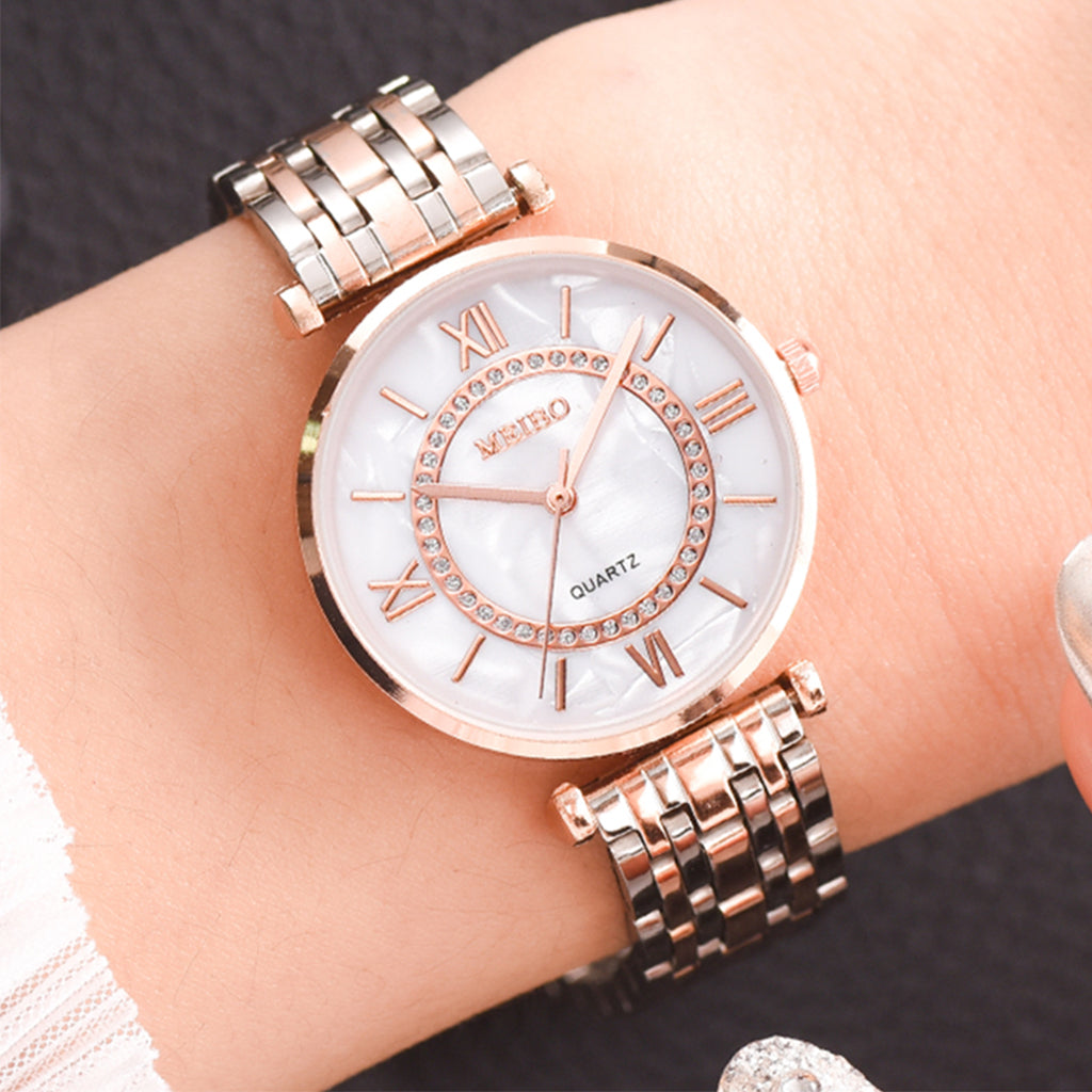 Elegant Diamond Bracelet Watch - Quartz Movement for Women