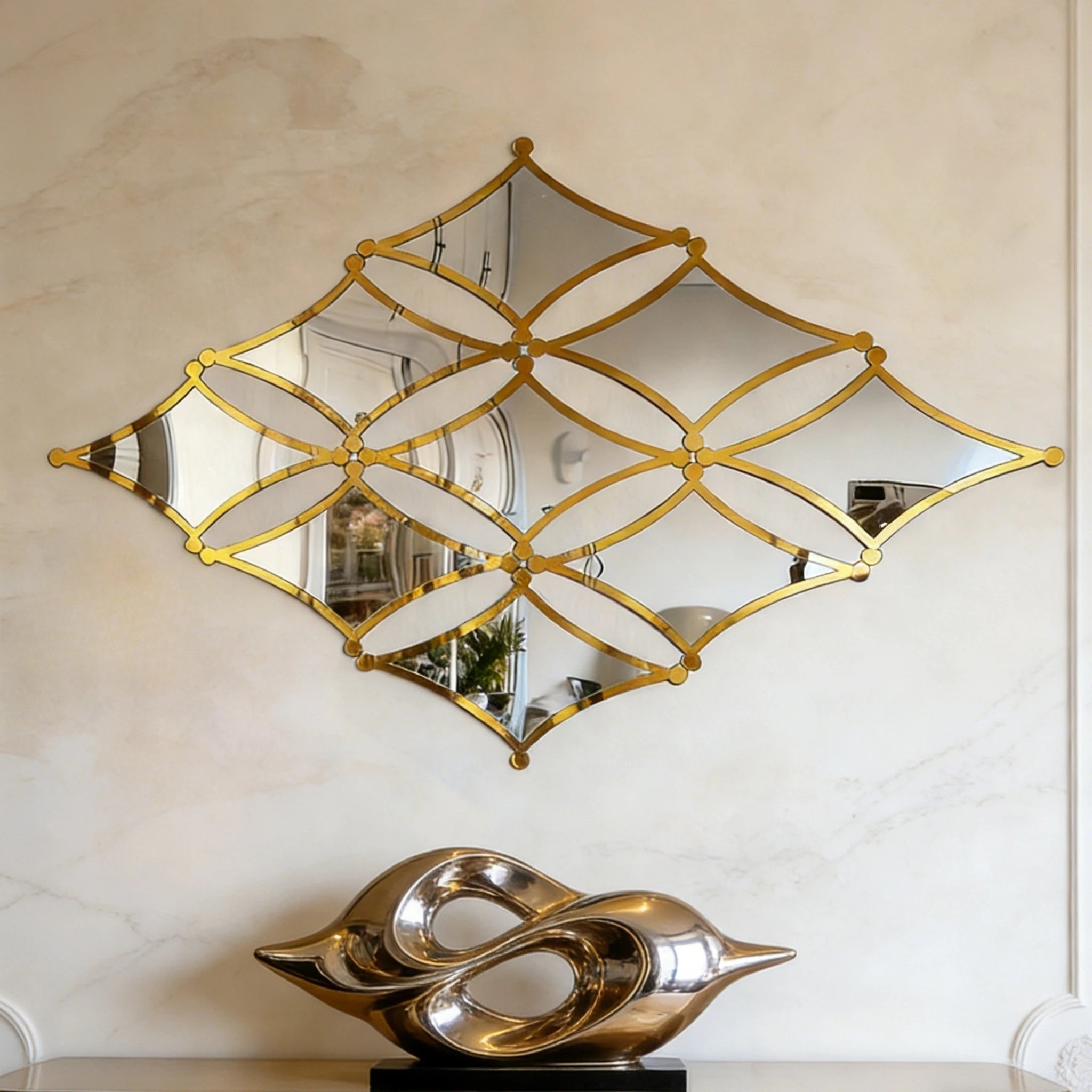 Elegant Golden Acrylic Wall Mirror - French Style Decor