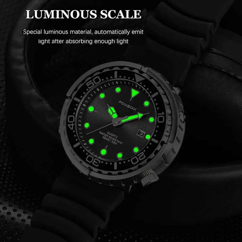 Luxury Mens Quartz Watch - 5ATM Waterproof Sports Clock