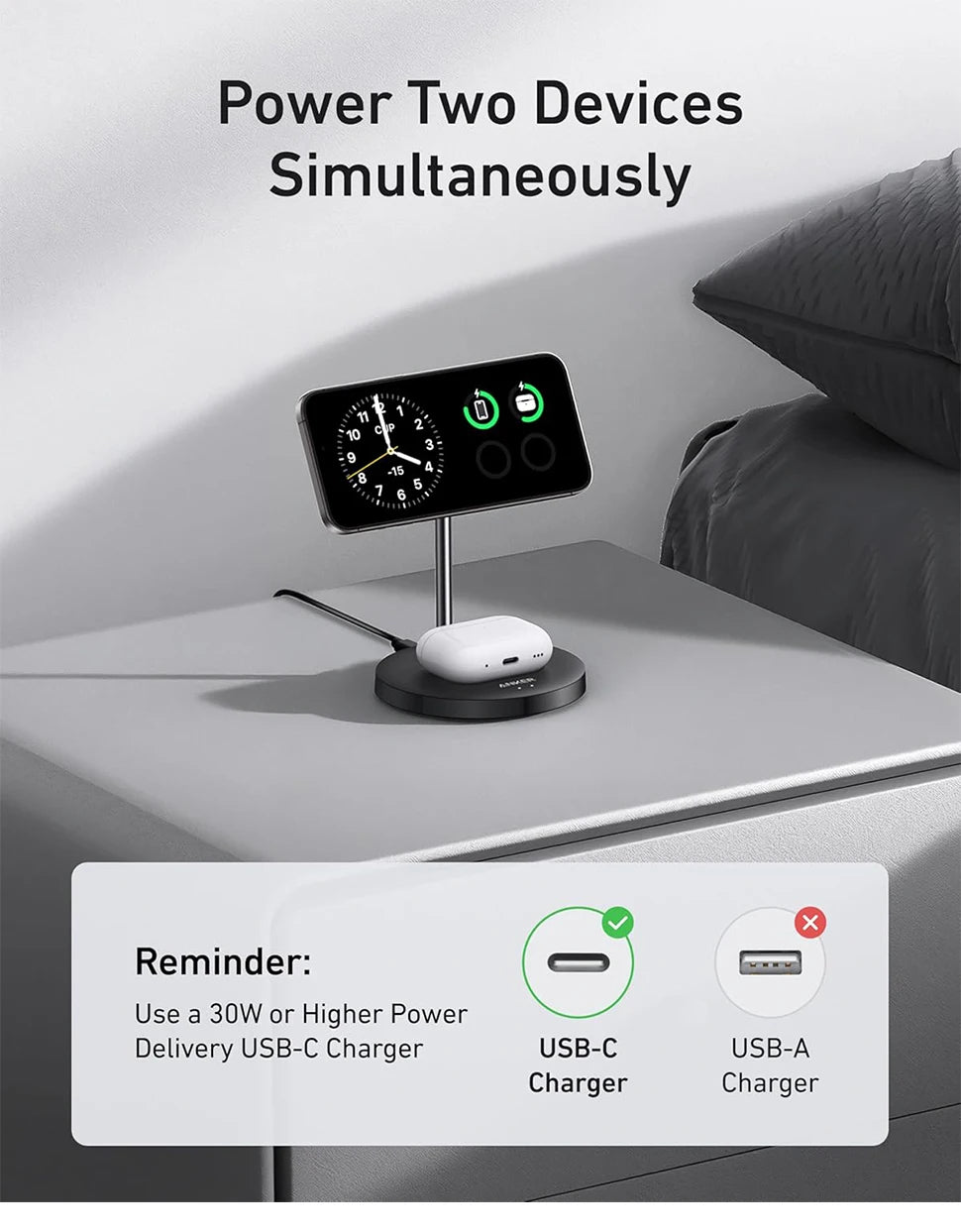 Premium Qi2 Wireless Charger Stand - Fast 15W Magnetic Charging