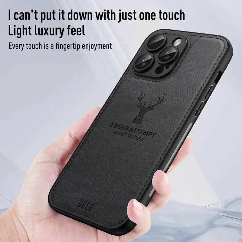 Luxury Leather Deer Head Phone Case - Shockproof Soft Back Cover