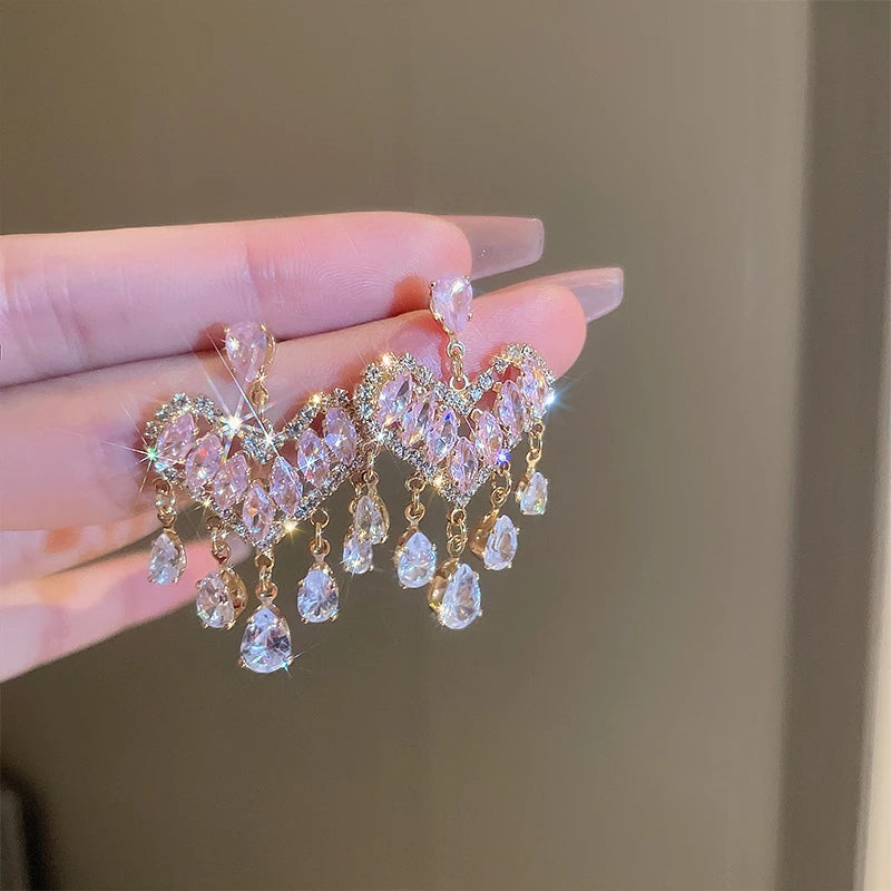 Luxury Crystal Flower Stud Earrings - Elegant Floral Design