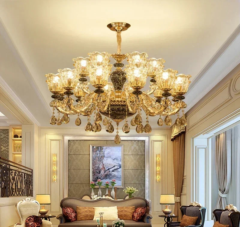 Elegant French Retro Chandelier - Grand Crystal Lighting