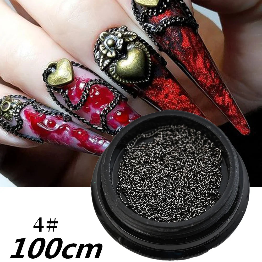 Luxury Crystal Chain Nail Charms - Rhinestone Diamond Art