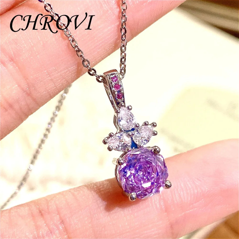 Luxury Silver Rose Jewelry Set - Pendant Necklace & Ring
